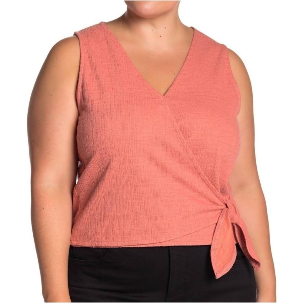EUC Texture & Thread Madewell Textured Dusty Coral Wrap Tie Tank Top XXL​​​​​​​